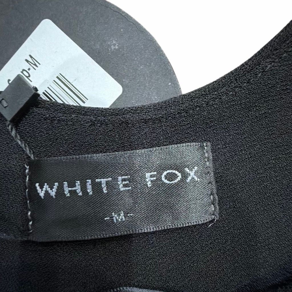White Fox Black Full Zip Front Crop Top Sports Bra Activewear Athleisure Women M